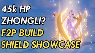 ZHONGLI 45K HP LOW COST BUILD! F2P BUILD | Best shield in the game | WORLD LEVEL 8 | AR55