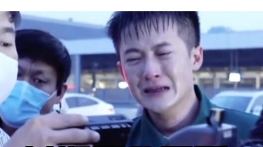 In the clip, he couldn't stop crying