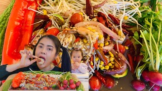 ตำซั่วกุ้งปลาหมึกน้ำปูเผ็ดๆ จัดว่าเด็ดเมนูนี้ แซ่บ🍤🍤🍤