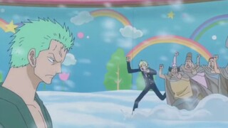 Sanji: "Saudaraku, gunakan mulutmu untuk membencinya!" Zoro: "Bahkan jika aku masih bayi, aku bisa m