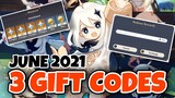 3 Gift CODES + 300 PRIMOGEMS | Genshin Impact June 2021