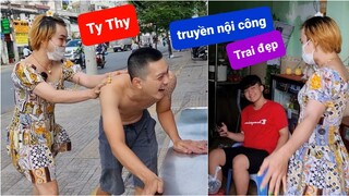 Ty Thy khai trương bán tại chỗ, ghẹo Trai đẹp cực kỳ dễ thương - Ty Thy Vlog Gỏi đu đủ