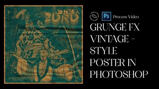 ANIME INSPIRED VINTAGE MERCH & POSTER DESIGN IN PHOTOSHOP | MODERN AESTHETIC | RETRO | PROCESS VIDEO