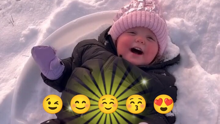Snow! Snow Baby is so happy...