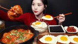 [Mukbang TV] - Món Kim Chi Cuộn Thịt Ba Rọi Hầm Cay + Trứng Ốp La Và Cơm | ASRM