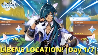 WHERES LIBEN TODAY? MORE PRIMOGEMS! LIBENS LOCATION! | Day 1/7 | (Genshin Impact)