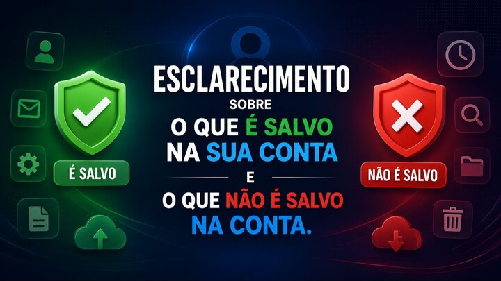 O que é salvo na sua conta e o que não é salvo na conta.