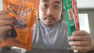ASMR EATING SOUNDS - Trader Joe's Beef Chomps And Buffalo Sweet & Spicy Jerky