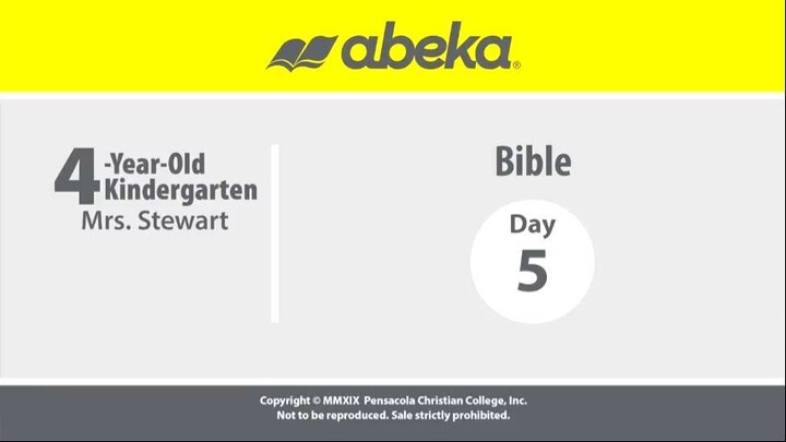 Abeka K4: Day 005 -  Bible