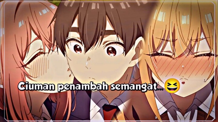 Ketika dikasi ciuman semangat sama 2 cewe...