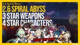 GENSHIN IMPACT 2.6 SPIRAL ABYSS 3 STARS WEAPONS 4 STARS CHARACTERS (FIRST TRY BTW) | Genshin Impact