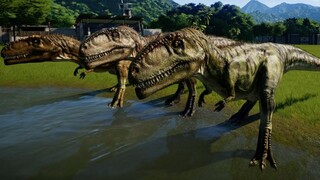 3 Giganotosaurus vs 3 Carcharodontosaurus - Jurassic World Evolution (1080p 60FPS)