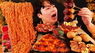 ASMR MUKBANG 편의점 핵불닭 미니!! 떡볶이 & 핫도그 & 치즈 피자 FIRE Noodle & HOT DOG & CHEESE PIZZA EATING SOUND!