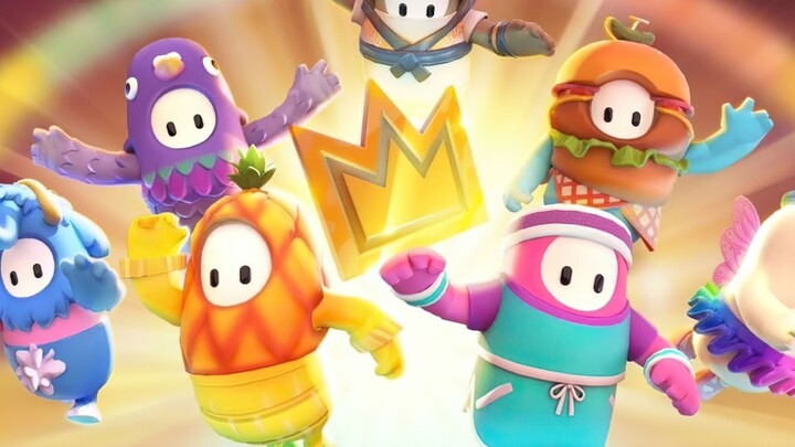 Fall Guys four-player team plays together to cheat and win the game