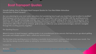 Boat Transport Quotes
