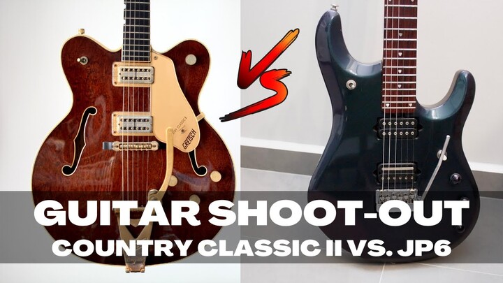 Semi-hollow VS. Shred Machine (Gretsch G6122 Country Classic II, Ernie Ball Musicman JP6)