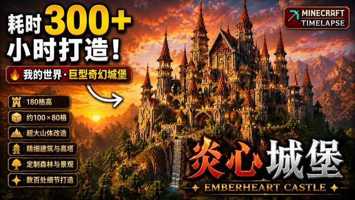 300+小时！我在《我的世界》打造了一座180格高的史诗城堡｜Emberheart Castle