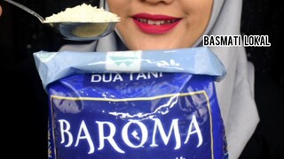 CRUNCY || ASMR RAW RICE || RAW BASMATI RICE || MAKAN BERAS MENTAH PAKE CENTONG || ASMR INDONESIA