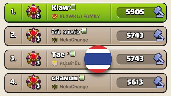 อันดับ 1 ของไทยในเมืองกลางคืน - Clash of Clans