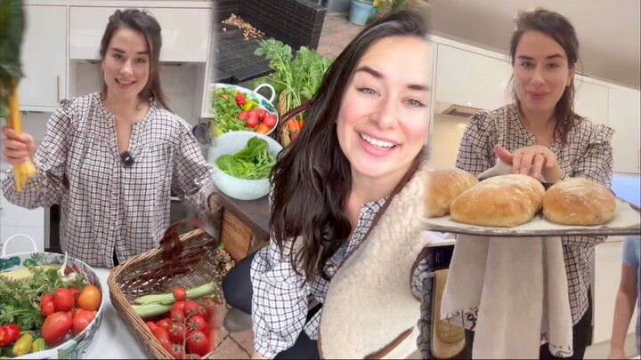 พี่สาวประหยัด｜มาเก็บผักในสวนทำอาหารเย็นกันเถอะ｜สปาเกตตีรวมมิตร & ขนมปังกระเทียมชีส