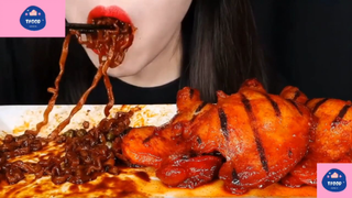 Mukbang mì tương đen và đùi gà nướng #anngon