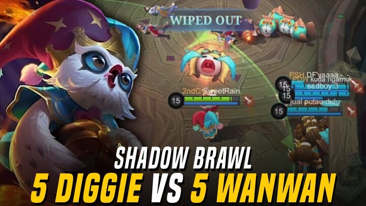 EZ Spam Bomb!! 5 Diggie vs. 5 Wanwan!! | Shadow Brawl Mode Mobile Legends: Bang Bang