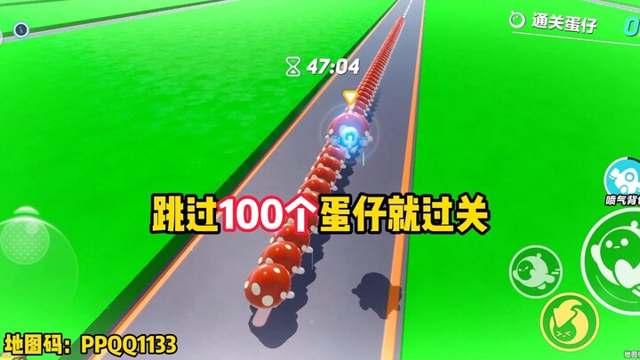 Egg Party: Clear the level by jumping over 100 egg characters!