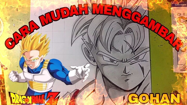 CARA mudah menggambar anime dragon ball, gohan