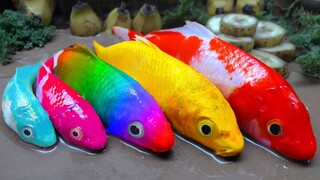 Kuning, Merah dan Pink Ikan - Bolu Pisang Kukus Belajar warna-warni untuk Memasak Mas Stop Motion