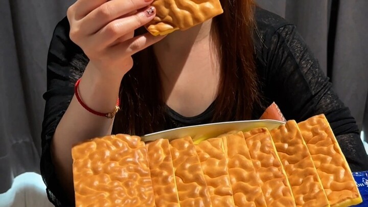 They’re all baked with that signature tiger-skin pattern, golden and glistening. Each slice is big a