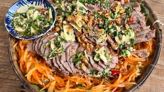 Bắp bò luộc sả sốt thái gỏi đu đủ - Bin Đen Miền Tây # 130