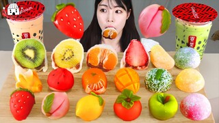 ASMR MUKBANG| 과일 디저트 화과자 찹쌀떡 버블티 먹방 & 레시피 DESSERT FRUITS RICE CAKE EATING