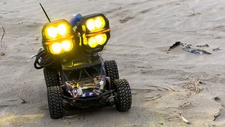 First-person perspective of high beam headlights