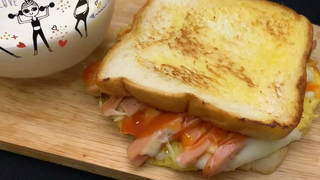 แฮมชีสไข่ขนมปังปิ้ง อาหารเกาหลีริมทาง Korean Streetfood เมนูติดบ้าน