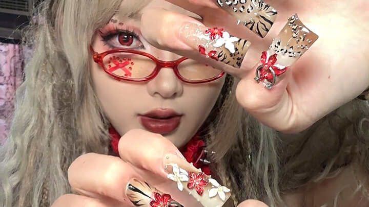 豹纹雕花鸭嘴美甲震撼来袭！十五小时的成果还原成功了吗…