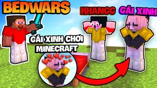 KHANGG CHƠI BEDWARS CÙNG GÁI LẠ *KHANGG LÀM QUEN GÁI XINH TRONG MINECRAFT HEROMC (Minecraft PVP)