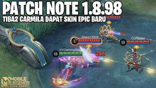 NOLAN BUFF, LING NERF, CICI BUFF, TURTLE SPAWN SEPANJANG GAME - PATCH NOTE 1.8.98 MOBILE LEGENDS