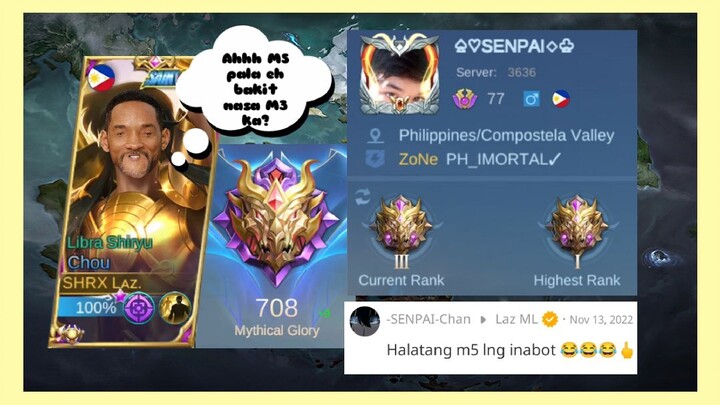 "Halatang M5 Lang Inabot" Sabi Ng Isang Hapit Na Basher Na Di Makaalis Sa M3 | Laz ML