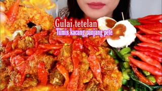 ASMR GULAI TETELAN PEDAS + TUMIS KACANG PANJANG PETE | ASMR MUKBANG INDONESIA