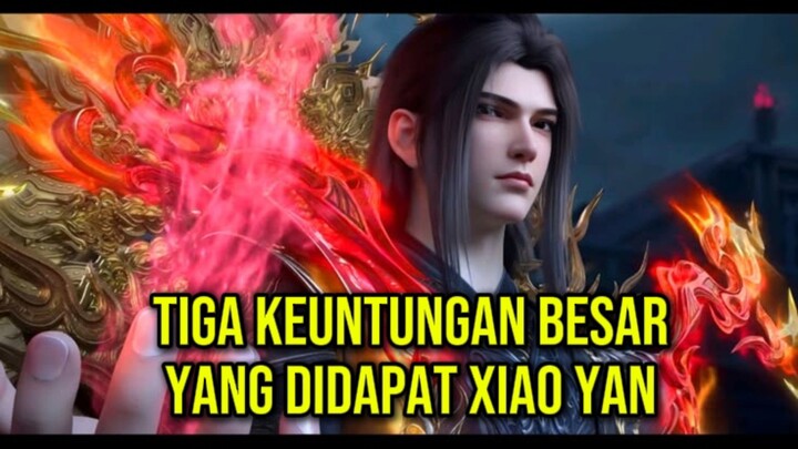 Ada tiga keuntungan besar yang didapat Xiao Yan selama berada di ruang Purifying Demonic Lotus Flame