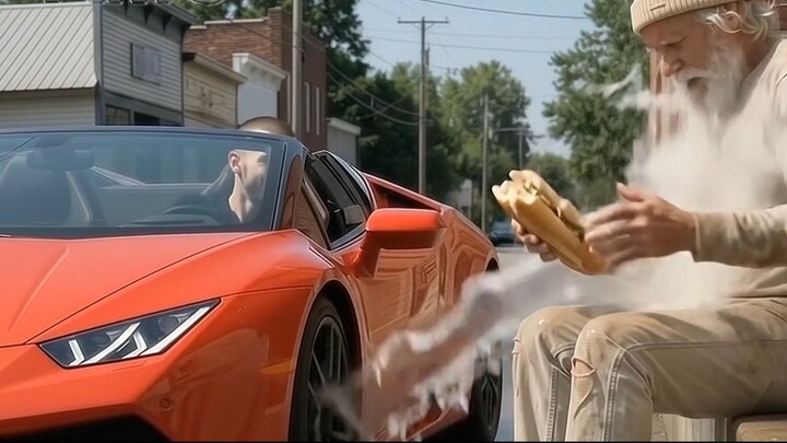 Rich guy splashes old man, instantly regrets it!