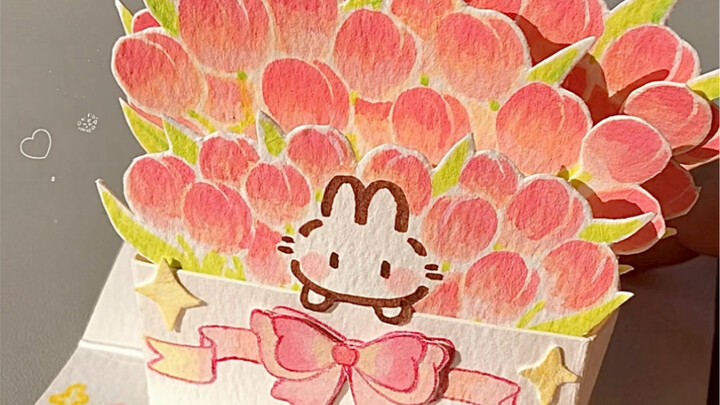Sending you a bouquet of tulip bunnies as a 3D greeting card—drawing and crafting tutorial!