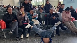 A five-year-old boy doing street dance in the waiting room. So cool!