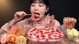 Dessert Mukbang Eat Popping Tanghulu with Strawberry Hwachae and Fruit Mochi ASMR