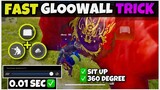 Fast Situp Gloowall Trick and Fast 360 degree Gloowall Trick Free Fire | How to put Fast Gloowall