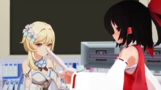 【东方&原神MMD】灵梦与荧的幕后小剧场