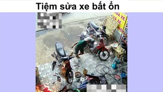 Cũng là tiệm sửa xe nhưng nó lạ lắm #funny #haihuoc