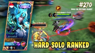 HARD SOLO RANK LANCELOT IN MYTHICAL GLORY | LANCELOT GAMEPLAY #270 | MOBILE LEGENDS BANG BANG