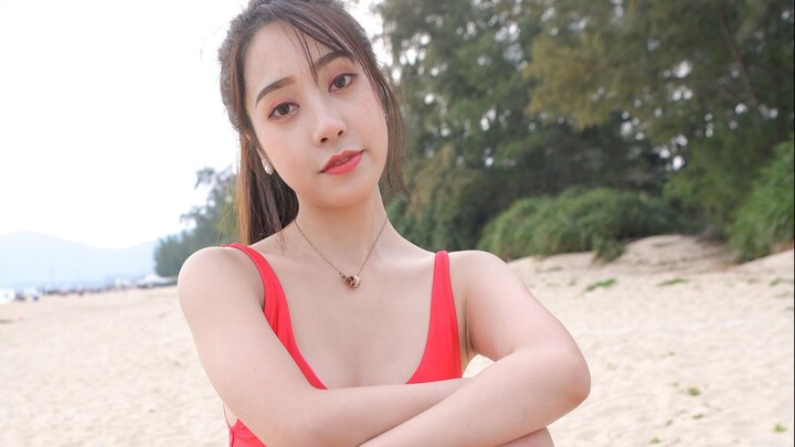 Red Summer Swimsuit Beach