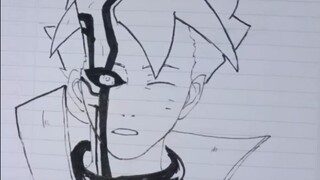 menggambar Boruto mode karma